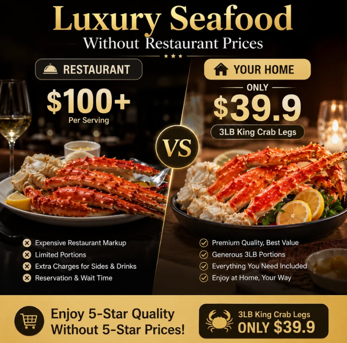 Premium Wild-Caught Alaskan King Crab Legs-Jumbo Size, Flash Frozen for Freshness