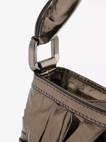 Metallic Bronze Ruched Vintage Shoulder Mini Bag