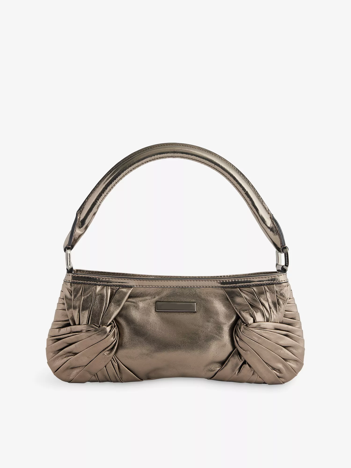 Metallic Bronze Ruched Vintage Shoulder Mini Bag