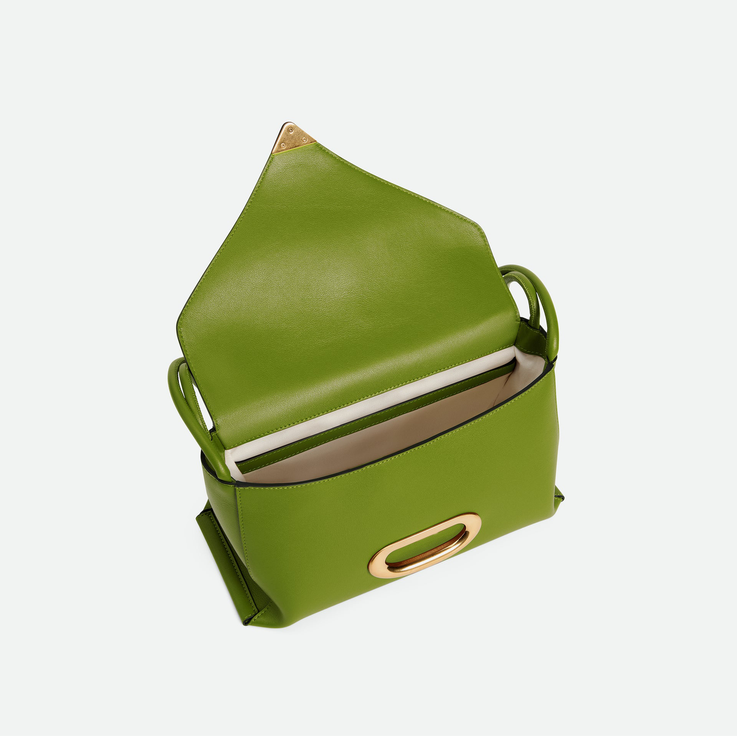 Vibrant Green Leather Oversized Gold Ring Magnetic Shoulder Bag