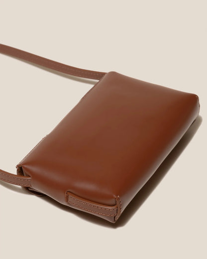 Tan Geometric Stitch Magnetic Mini Crossbody Bag