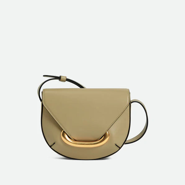 Light Khaki Mini Saddle Magnetic Crossbody Shoulder Bag