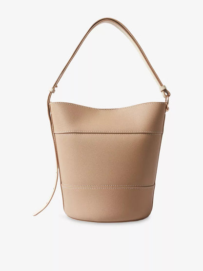 Nude Grained Magnetic Adjustable Shoulder Bucket Bag