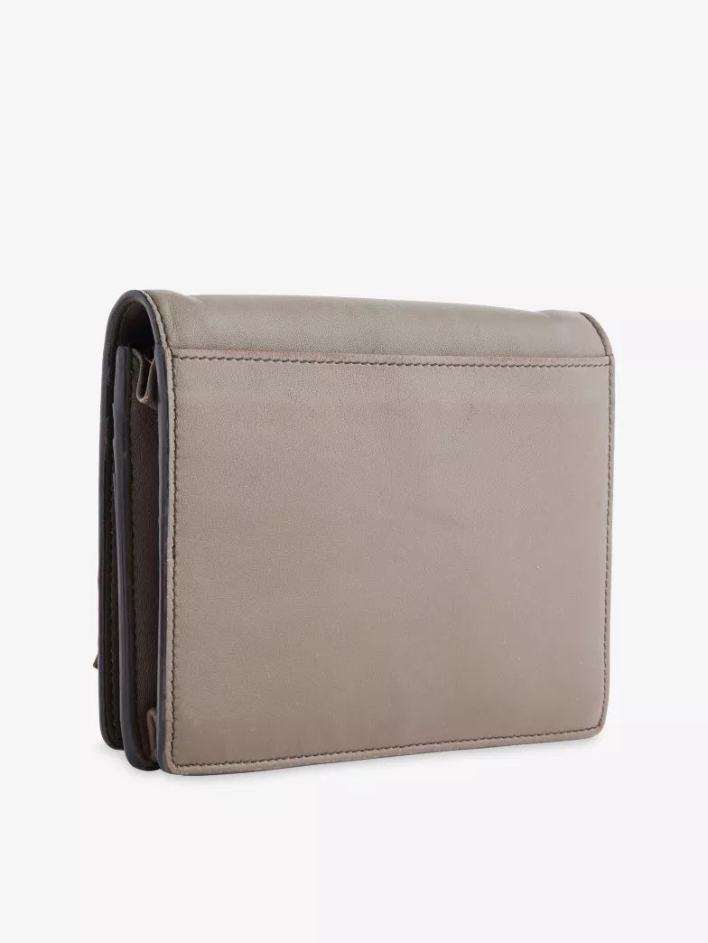 Taupe Woven Fringe Flap Vintage Chain Crossbody Bag