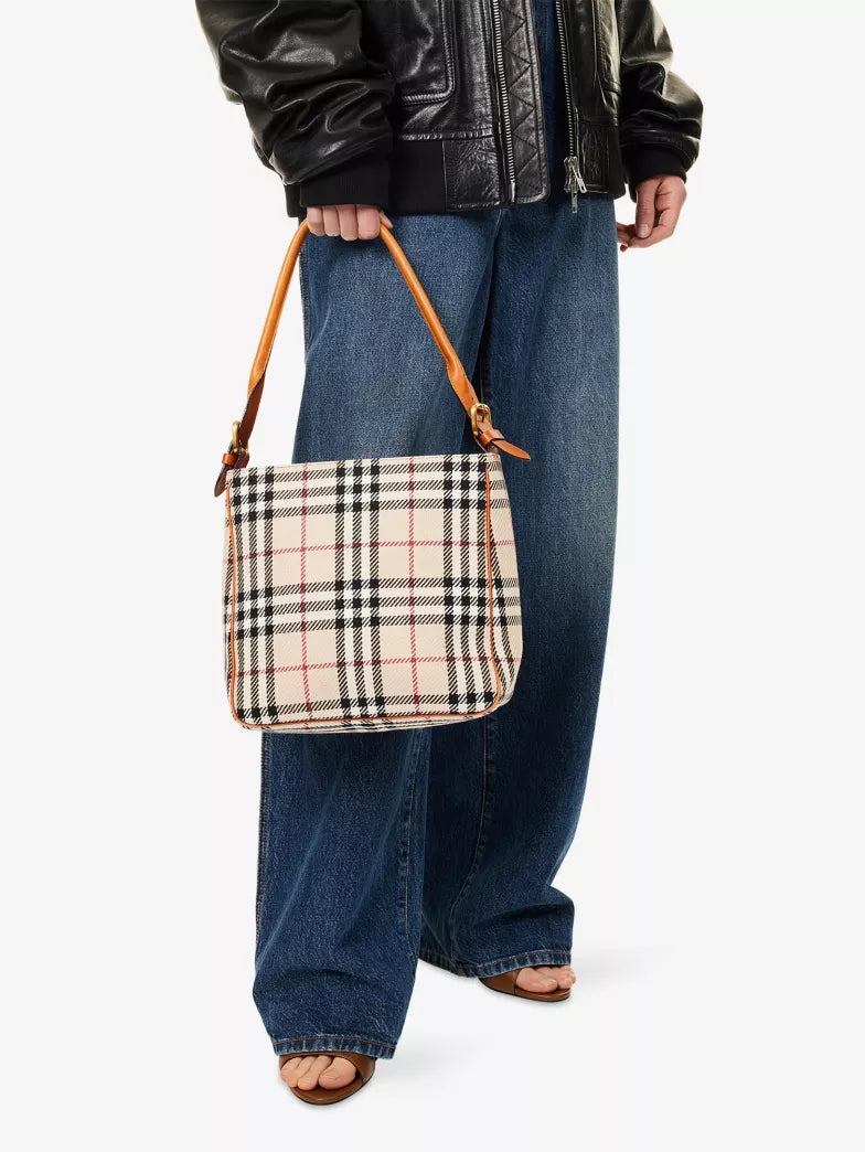 Vintage Check Pattern Square Adjustable Shoulder Pre-Loved Bag