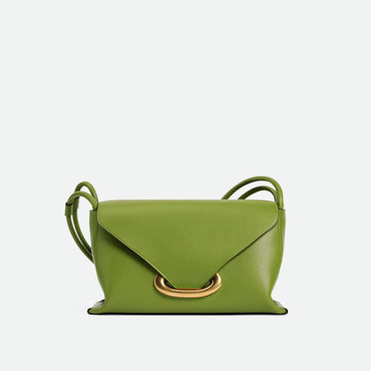Vibrant Green Leather Oversized Gold Ring Magnetic Shoulder Bag